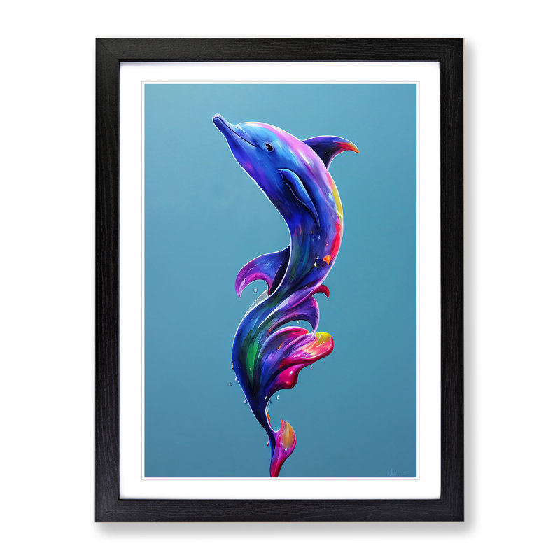 Dolphin Paint Splash No.1 - Framed Print, Black, 64cm H x 46cm W x 2cm D