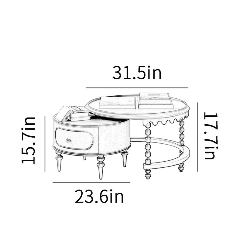 Table basse American American Mother-and-Child, Crème, crème