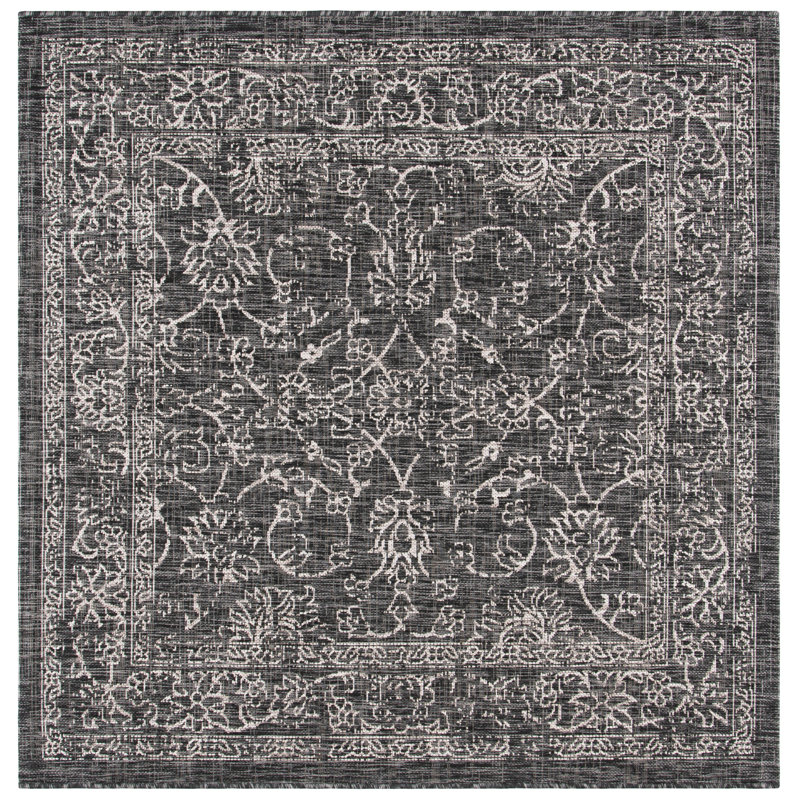 Abhik Indoor/Outdoor Rug, Square 160 cm, Black / Ivory