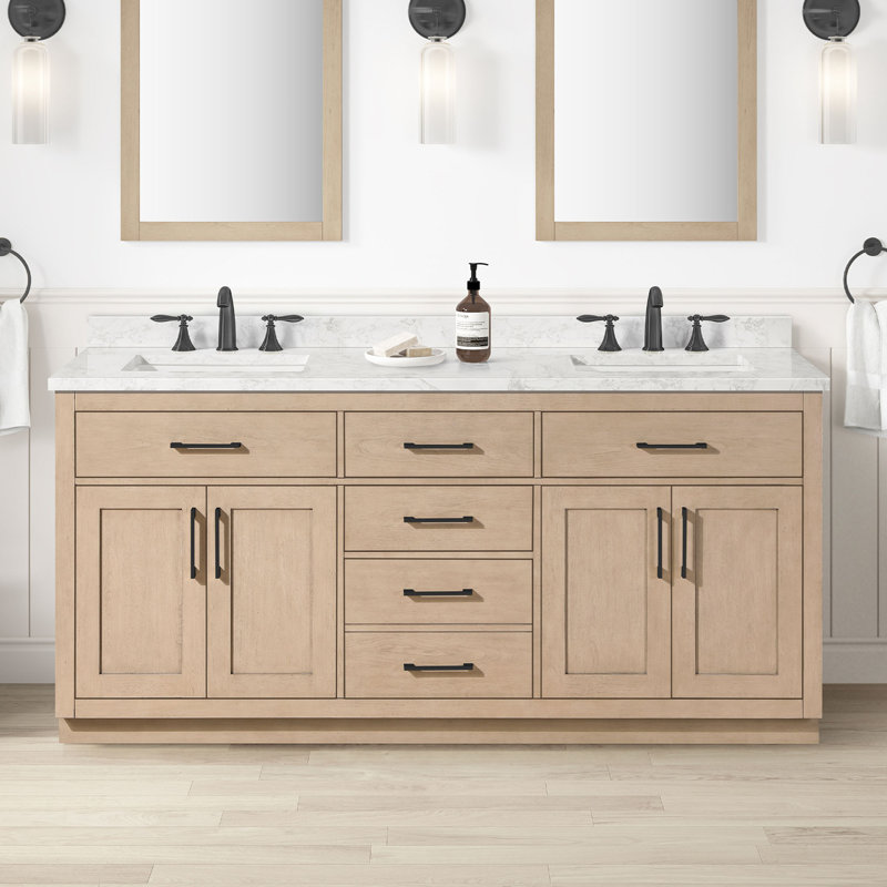 Meuble-lavabo de 60 po de largeur avec comptoir de qualité supérieure et barre d'alimentation OVE Decors Athea, Blanc, 60"