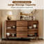 Buffet avec portes et tiroirs à ouverture latérale - Rangement de salle à manger moderne, pieds en bois massif écologiques, assemblage facile | Console de hall d'entrée