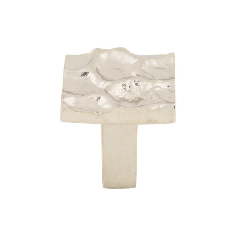 Cobblestone Square Knob, Polished Nickel, 1 1/8" Length