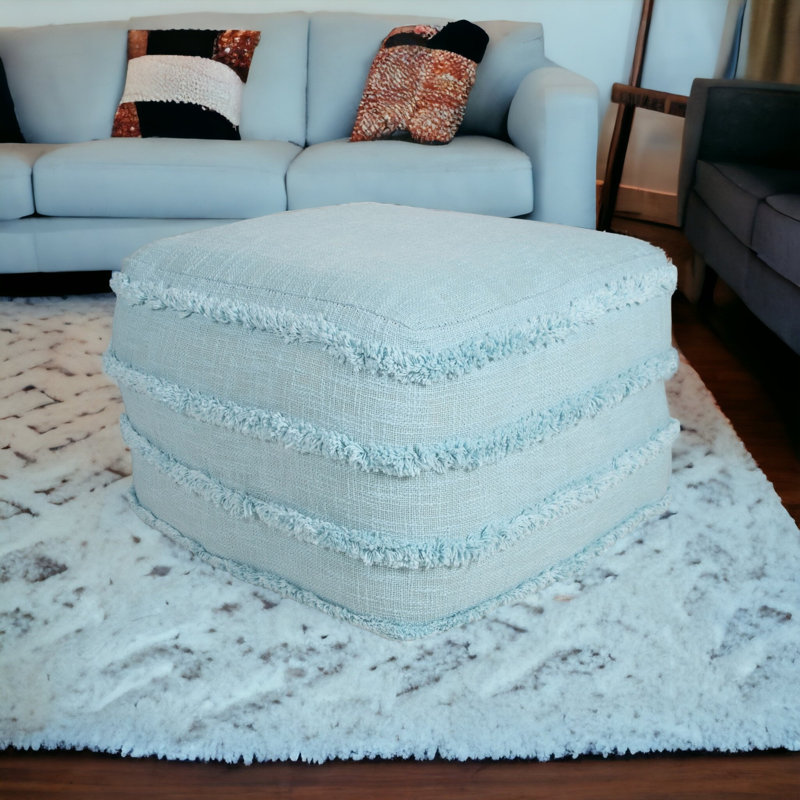 Repose-pieds 18 po 100% coton, Bleu clair