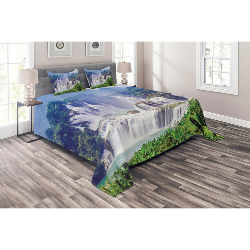 Rustic Polyester Coverlet, King Bedspread + 2 Shams
