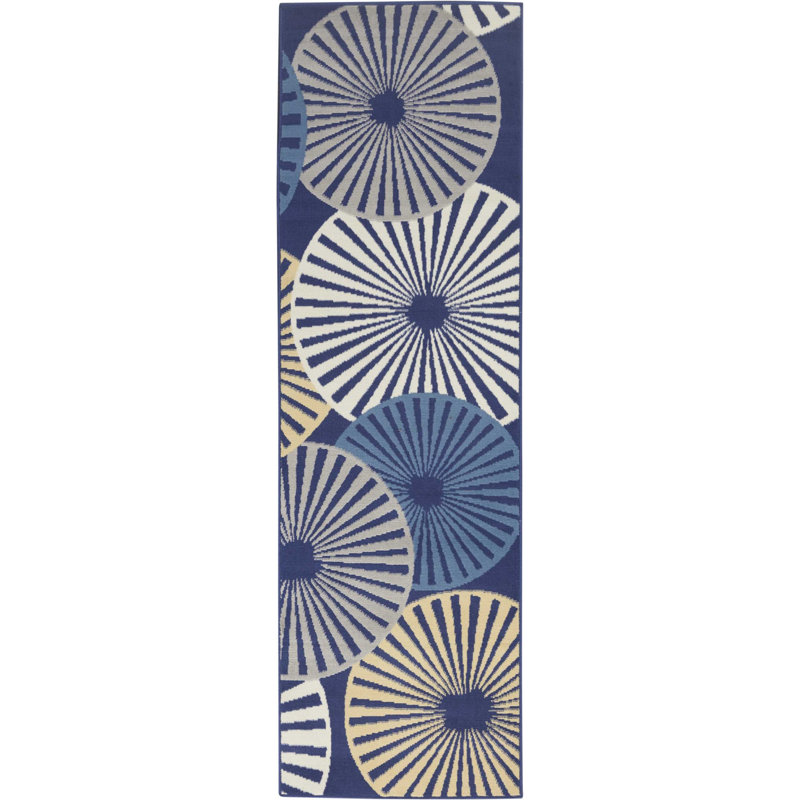 Tapis bleu marine Lindall, Tapis de couloir 2 pi 3 po x 7 pi 6 po