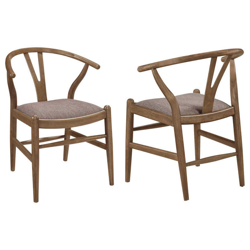 Chaise d'appoint de salle à manger en bois guinée (ensemble de 2), Brun, Noyer