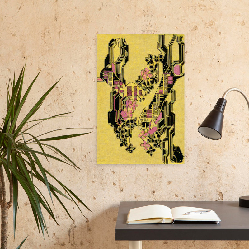 Art contemporain fleur contemporaine, H 24 po x l 16 po