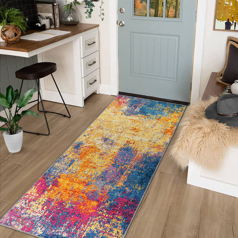 Tomek Washable Abstract Indoor Rug, Runner 2' x 6'
