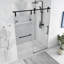 Portes de douche coulissantes simples sans cadre de 56 à 60 po x H 76 po de couleur noir mat, avec porte-serviettes et poignée auxiliaire, porte en verre trempé épais de 5/16 po (8 mm), sans fermeture en douceur-129674792-129674797