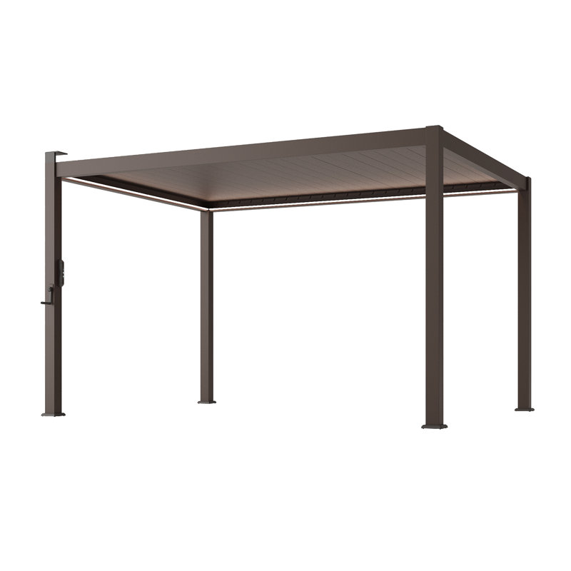 Solar Light Pergola Full Aluminum Frame with Adjustable Roof Louvered Pergola, 8ft H × 10ft W × 13ft D