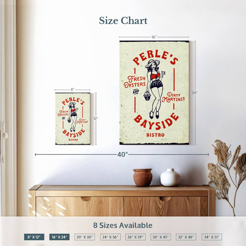 Tergel Oyster Tin Sign Style, 12" H x 8" W