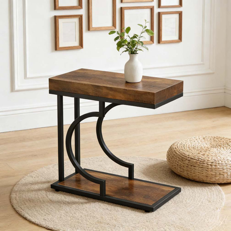 Table de chevet, table de bout, Noir et brun