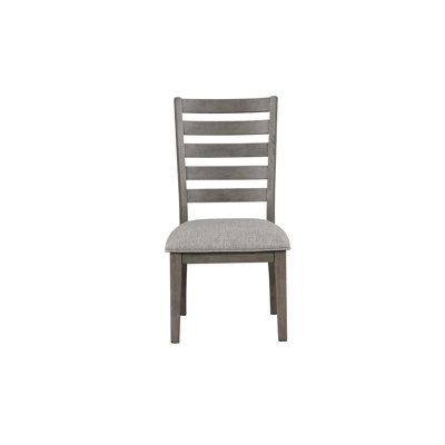 Casual Ladder Back Side Dining Chair with Upholstered Seat, Rustic Gray Finish for Comfortable Seating