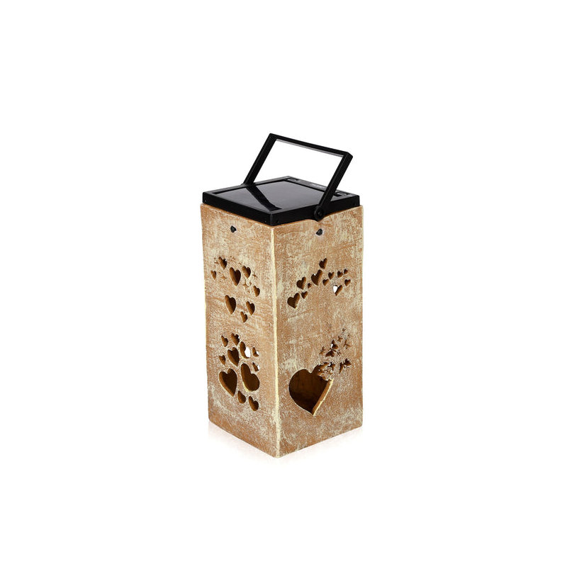Solar Holiday Silhouette Indoor/Outdoor Garden Décor Lantern, Thanksgiving, Tan