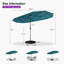 Parasol de terrasse à double face 13 pi avec base incluse Parasol de table rectangulaire avec manivelle pour terrasse de jardin-739510061