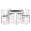 Table de salle à manger à hauteur de comptoir 5 pièces en bois massif blanc 4 chaises de salle à manger en lin gris avec coussins en tissu