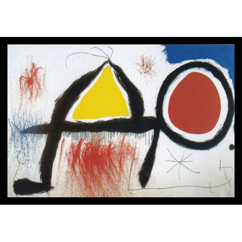 «People devant le soleil» par Joan Miro, reproduction d'art sur papier encadrée