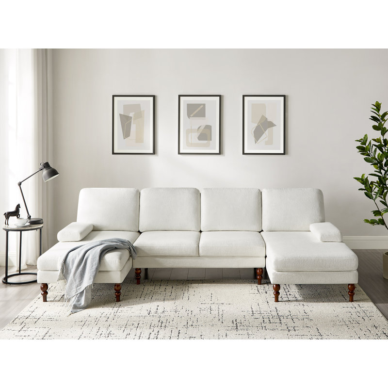 Canapé modulaire 105,5 po U, Polyester blanc