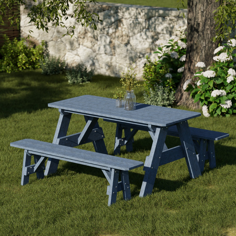 Heritage 72" Picnic Table With Detached Benches, Patriot Blue