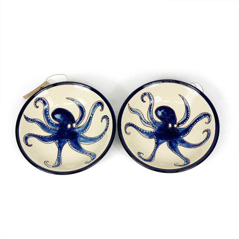 Calliope 500ml Handmade Ceramic Pasta Bowl, White/Blue/Black