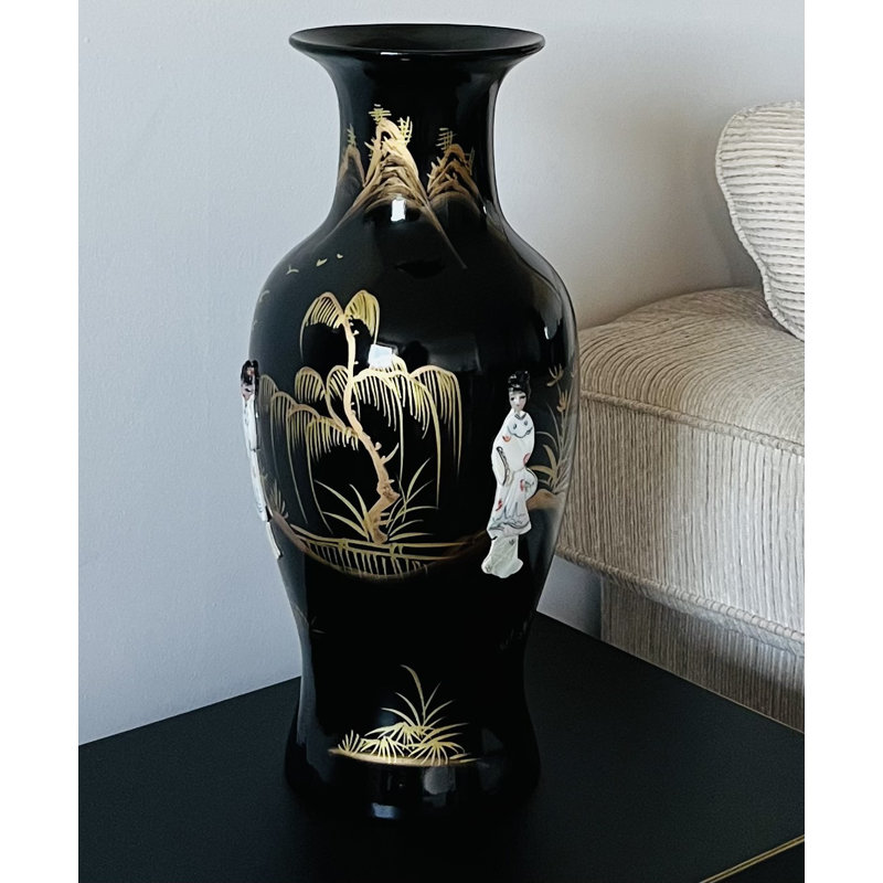 Annia Black/Gold 40.5Cm Ceramic Table Vase
