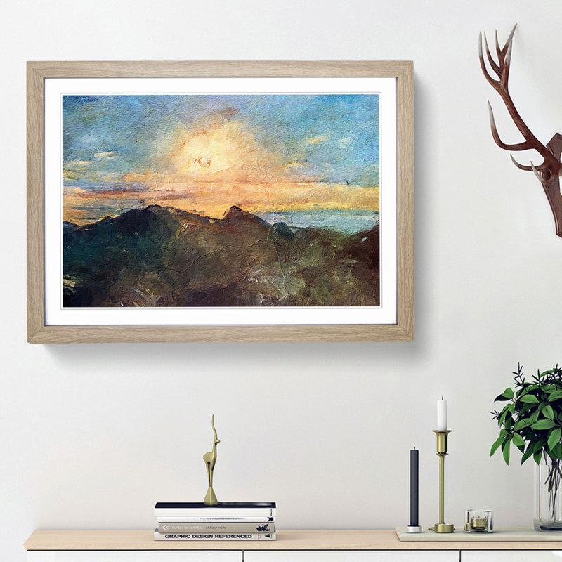 Morning Light by Fujishima Takeji - Picture Frame Painting Print, 27cm H x 36cm W x 2cm D, Oak Framed
