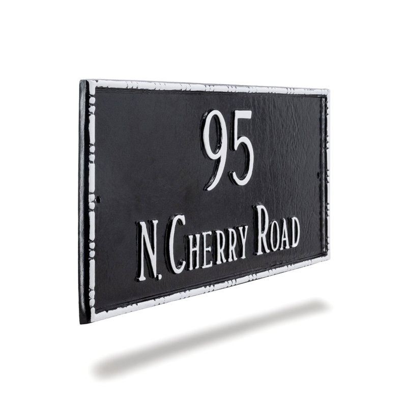 Plaque d’adresse murale sur 1 ligne Lincoln, Bleu de mer / Argent