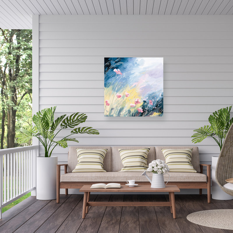 Meredith Howse Blooms Swaying In The Breeze Outdoor  Canvas, H 18 po x l 18 po