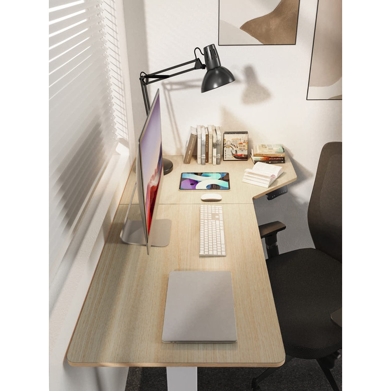 Bureau debout à hauteur réglable Katlaps, Érable et blanc