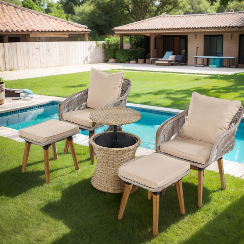 Gignac 2 - Person Patio Conversation Set with Cushions, Khaki