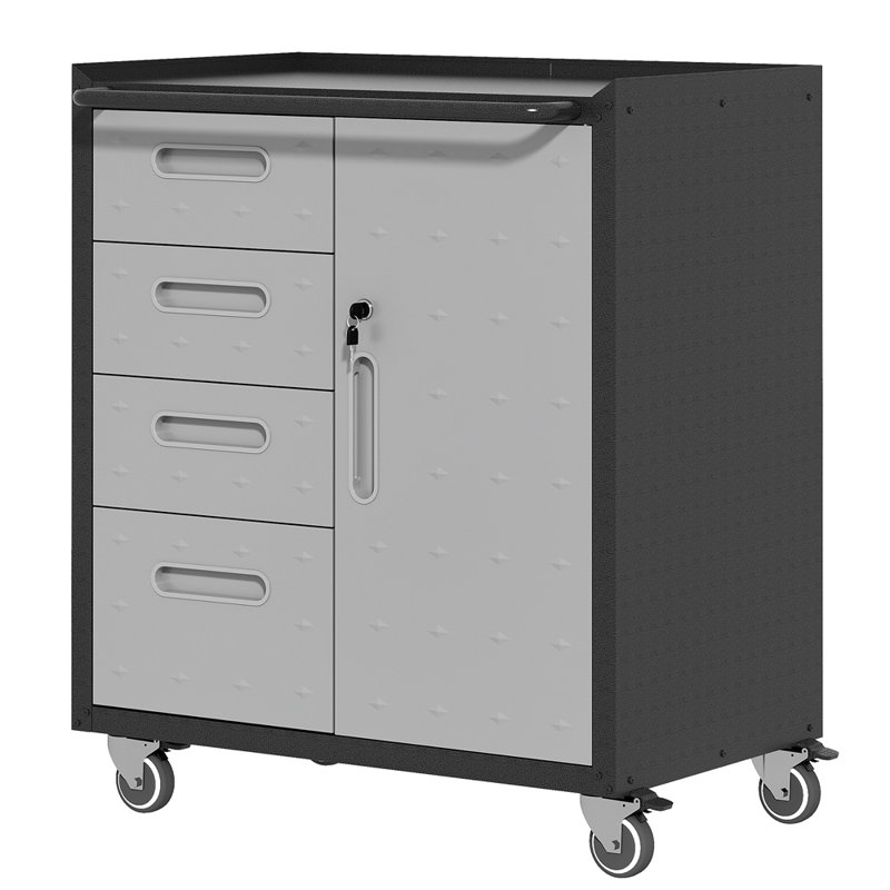 Metal Garage Storage Cabinet, Black/Gray