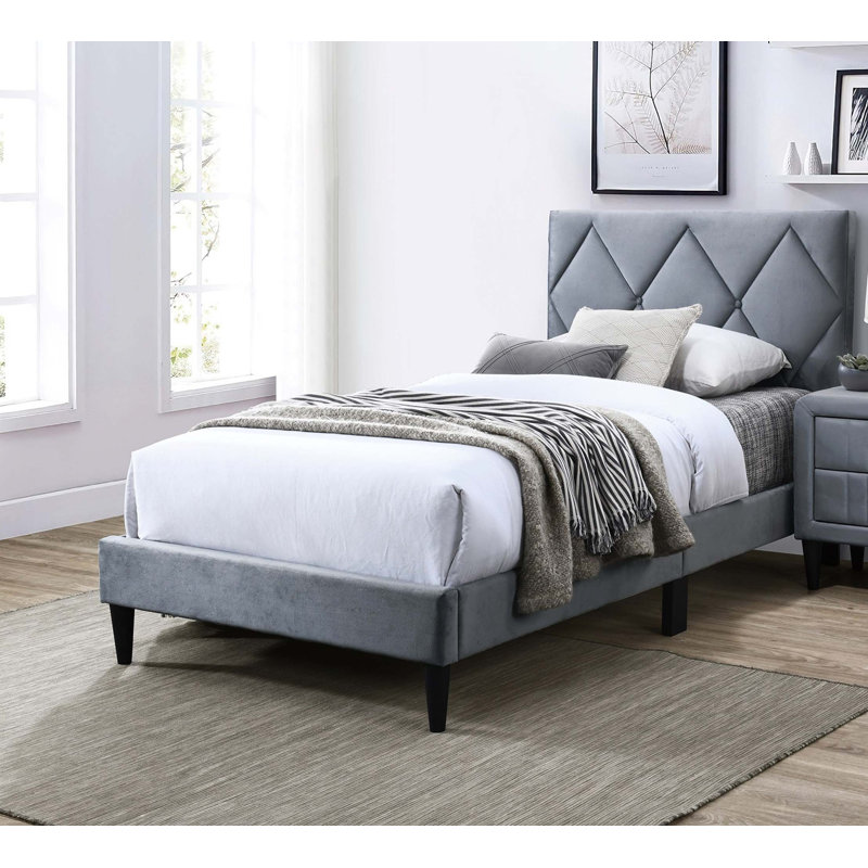 Lit avec tête de lit réglable en velours 1pc, Double