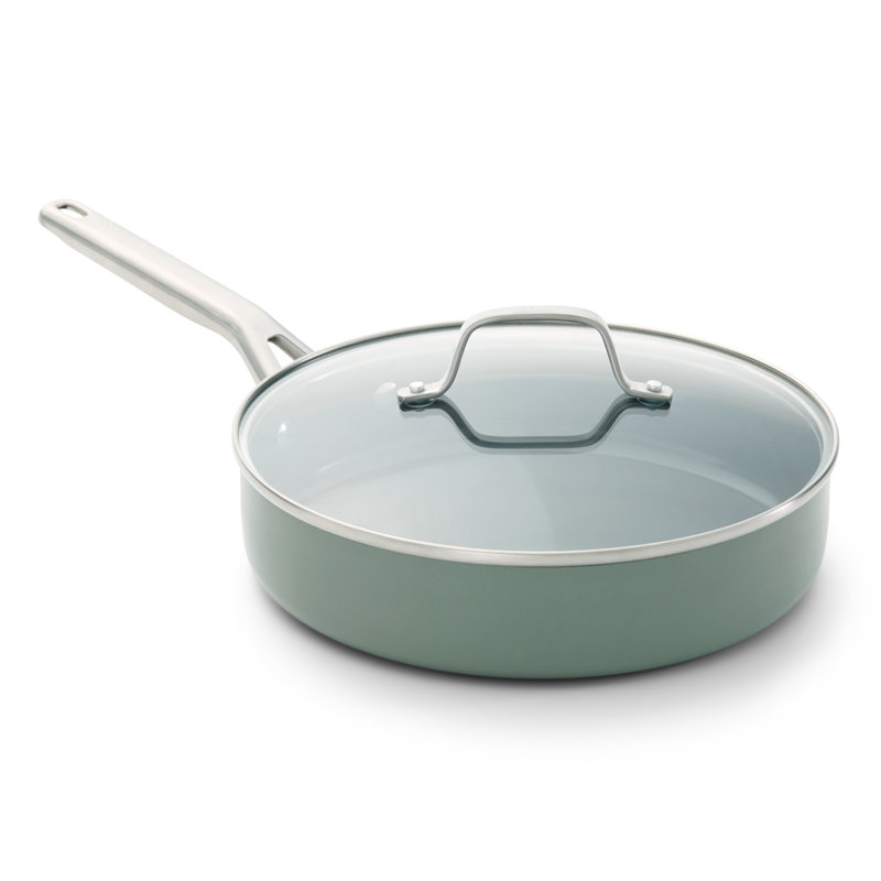 Ceramic Nonstick 3-Qt. Saut Pan with Lid, Silver Ash