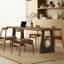 Noyer clair + bureau rectangulaire en bois massif noir et fer-194338728