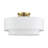 3 Light Soft Gold Large Semi-Flush With Hand Crafted Off-White Color Fabric Hardback Shades-360745742