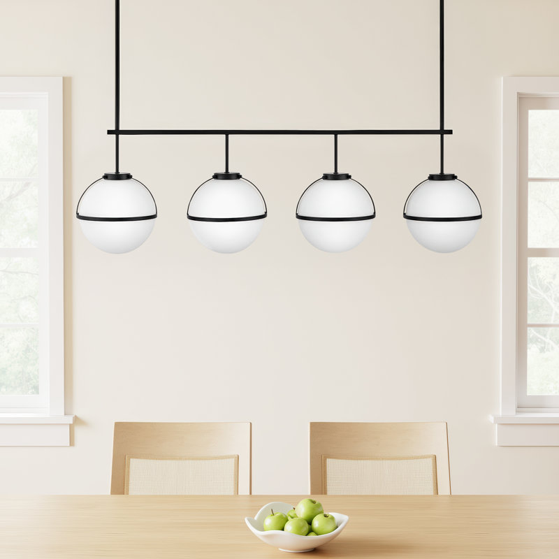 4 - Light Kitchen Island Linear Chandelier, Black