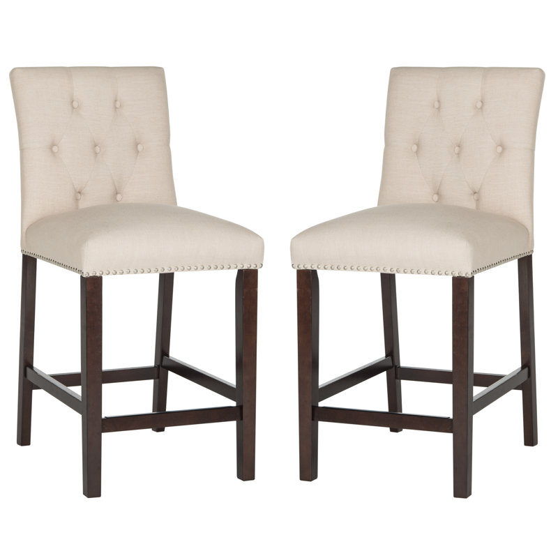 Tabouret de bar et de comptoir McLoud, Beige, Tabouret de comptoir (siège d'une hauteur de 27,5