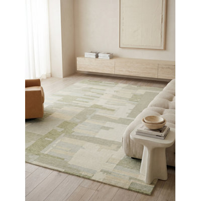 Sarezzo Hand Tufted New Zealand Wool Green/Ivory Area Rug