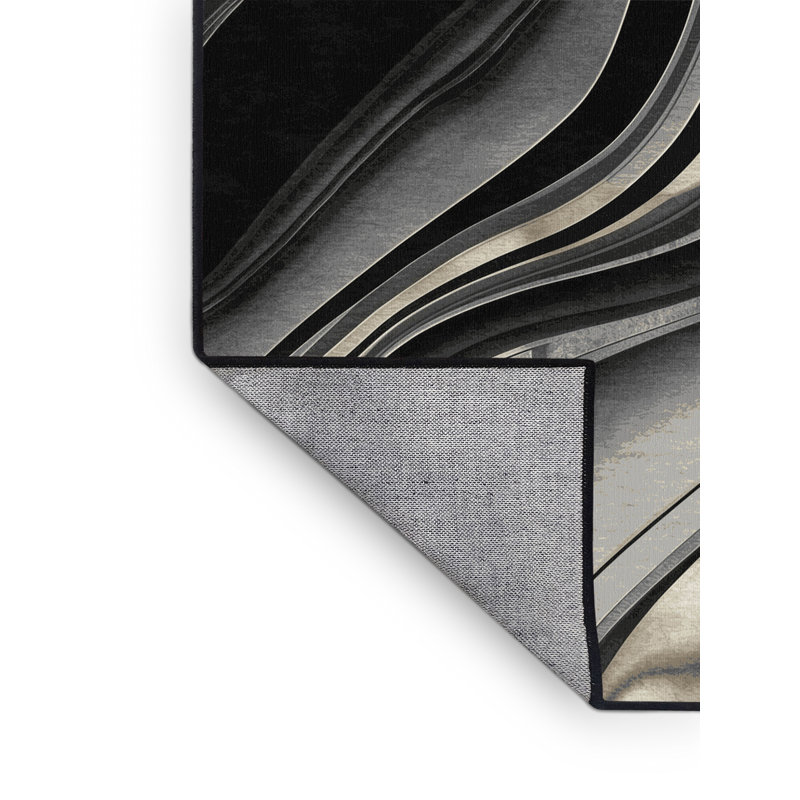 Tapis dégradé gris chic et luxueux lavable à la machine Manhasset, Carré 8 pi