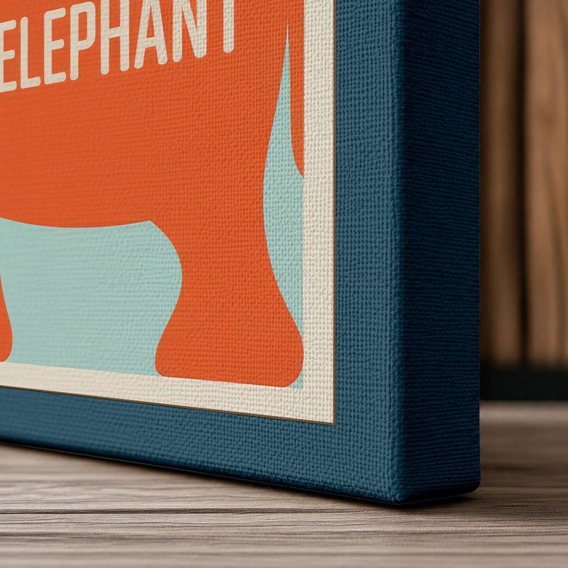 Elephant Study Grid Mid-Century - Wrapped Canvas, 24x16 - 61.0 x 40.6 cm, Teal Border