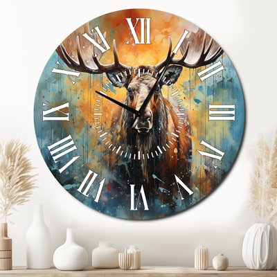 Horloge murale colorée avec orignaux colorés Majestic Collage II