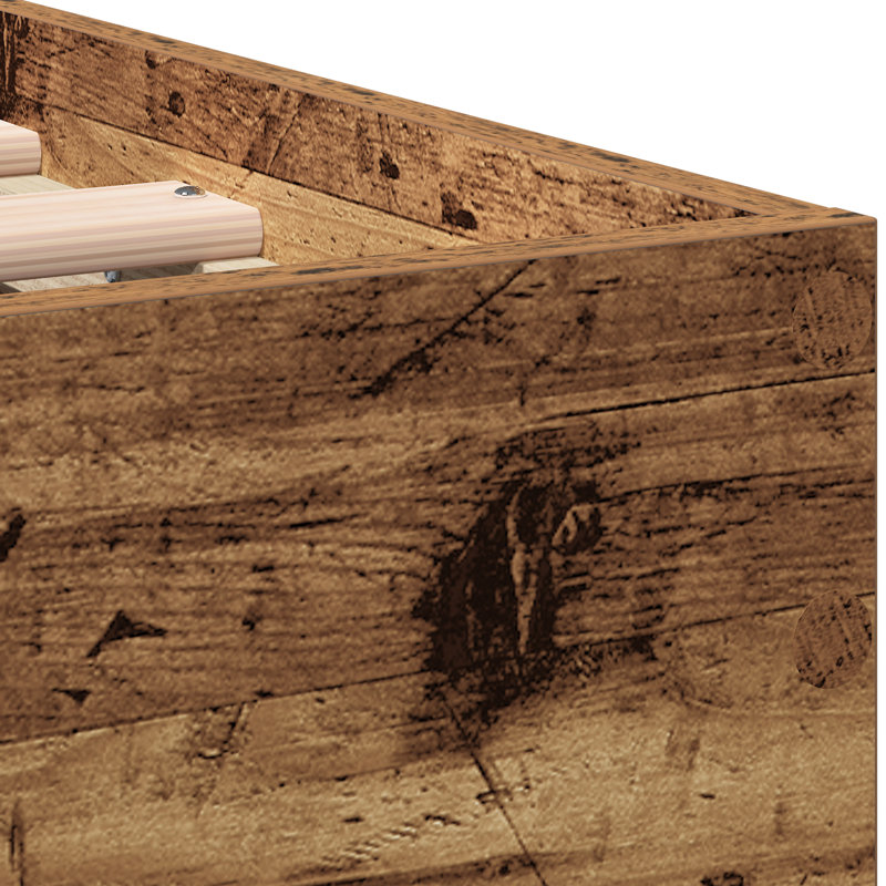 Single Bed Durable Rustic Minimalist, Solid Wood, Brown, 90cm x 190cm