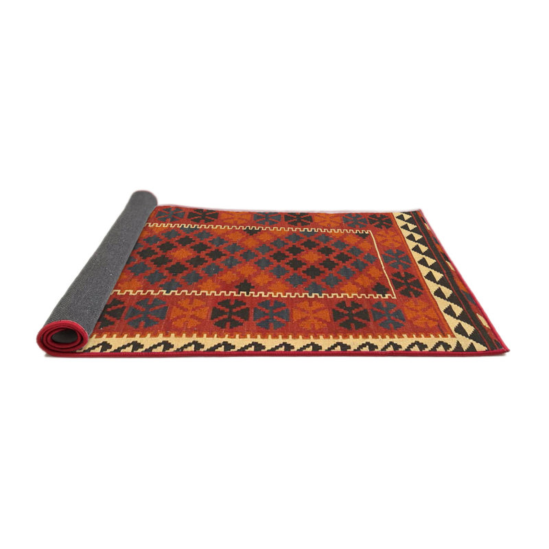 Tapis noir/orange/beige contemporain, Rond 5 pi