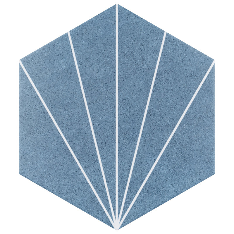 Aster 9" x 10" Porcelain Patterned Wall & Floor Tile, Blue