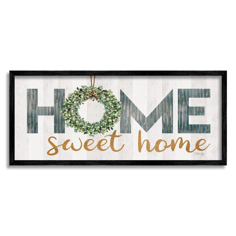 Art mural sur toile tendue, "Home Sweet Home" par Marla Rae, H 13 po x l 30 po, Giclée encadrée noir minuit