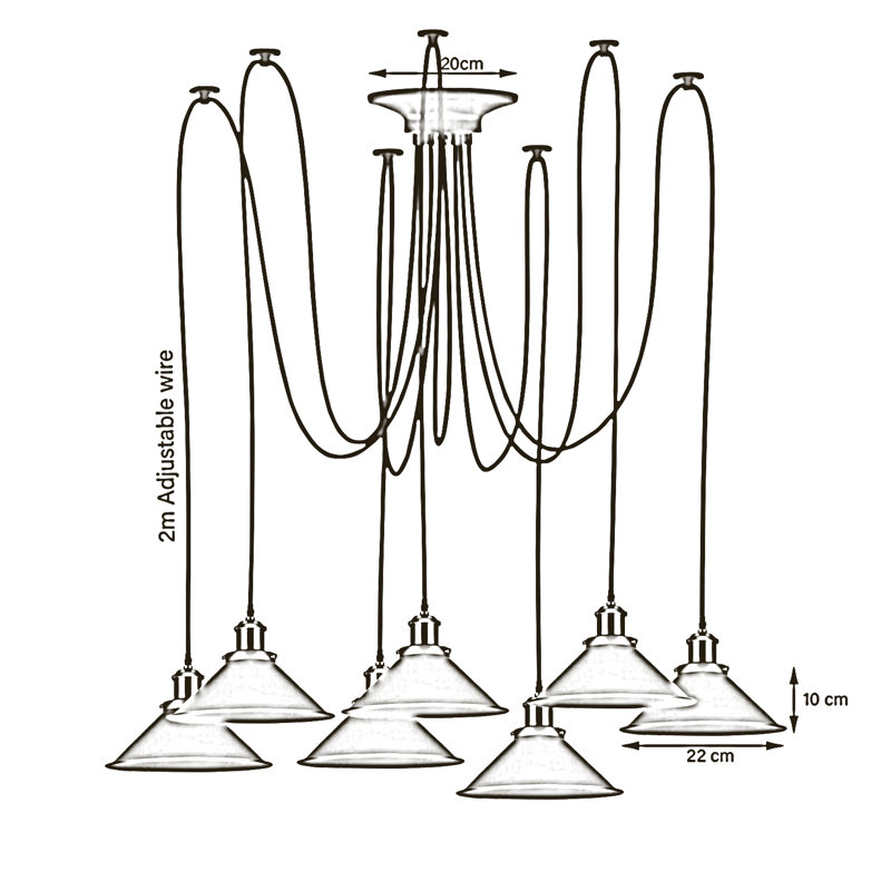 Wetzel 9 - Light Black Cluster Pendant