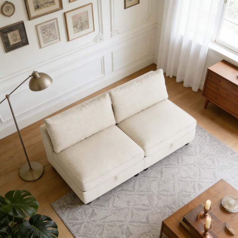 Siège sans accoudoirs pour canapé modulaire modulaire, Beige