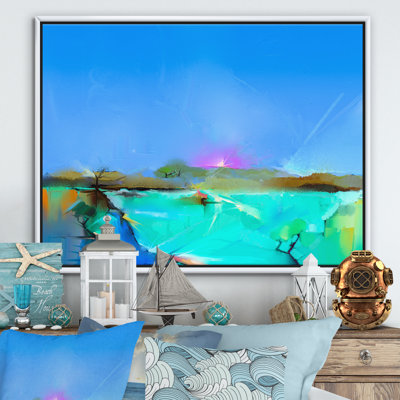 Coucher de soleil coloré dans différentes nuances de bleu - Impression sur toile