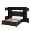 Lit double en bois avec armoire et tablette