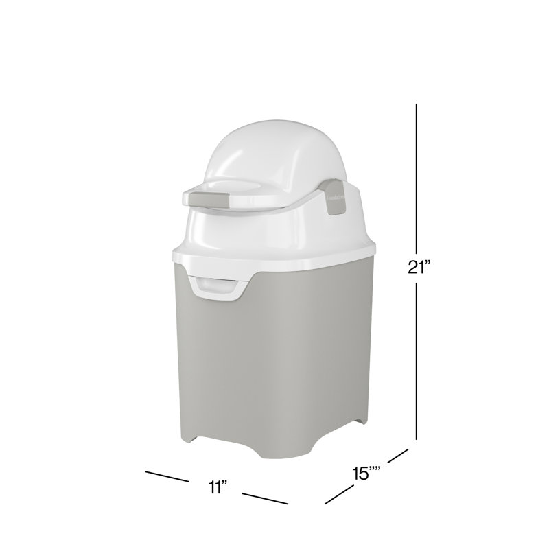 Foundations Tall Diaper Pail, Grey, 1.59, 21" H x 15" W x 11" D